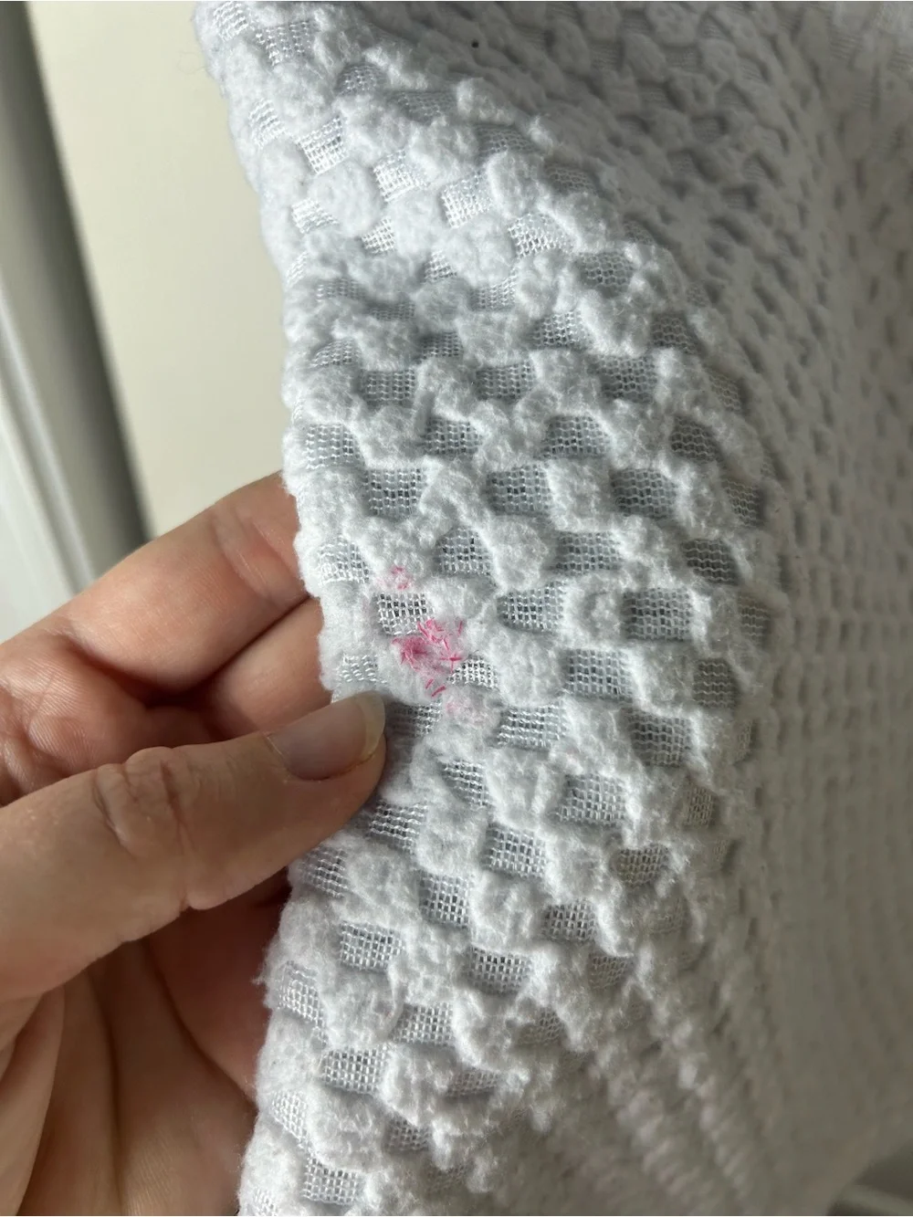 RN 36753 Pink Elephant Baby Blanket White Textured Green Heart Lovey